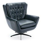 Comfort Pointe Clayton Midnight Blue Tufted Faux Leather Swivel Chair