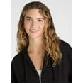 thumbnail image 3 of Time and Tru Women's and Women's Plus Zip Up Fleece Jacket with Hood, Sizes XS-4X, 3 of 5