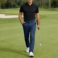thumbnail image 4 of Zimjoy Men's Regular Fit Golf Pants Flat Front Casual Dress Pants Stretch Lightweight Comfy Trousers with 3 Pockets, Dark Blue L, 4 of 5