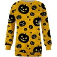 thumbnail image 3 of Chandail en Molleton Citrouille Chat pour Femmes Halloween Col Rond Pull Manches Longues Hauts Décontractés Amples, 3 of 5