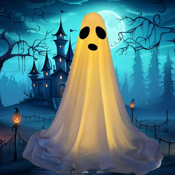 kits de fantasmas iluminados: kits de fantasmas para decoración de Halloween, kit de fantasmas iluminados de altura ajustable para Halloween, kit de fantasmas DIY con luces, kits de fantasmas iluminad