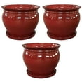 thumbnail image 1 of Southern Patio Wisteria Pot de Plante Rond en Céramique de 8 Pouces, avec Soucoupe, (Lot de 3), 1 of 8