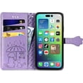 thumbnail image 5 of Wallet Phone Case for iPhone 14 (Not 14 Pro),Cute Cartoon Cat Dog Pattern PU Leather Case with Magnetic Clasp and Cash Card Slots Holder Cover for iPhone 14 (Not 14 Pro),CD Purple, 5 of 9