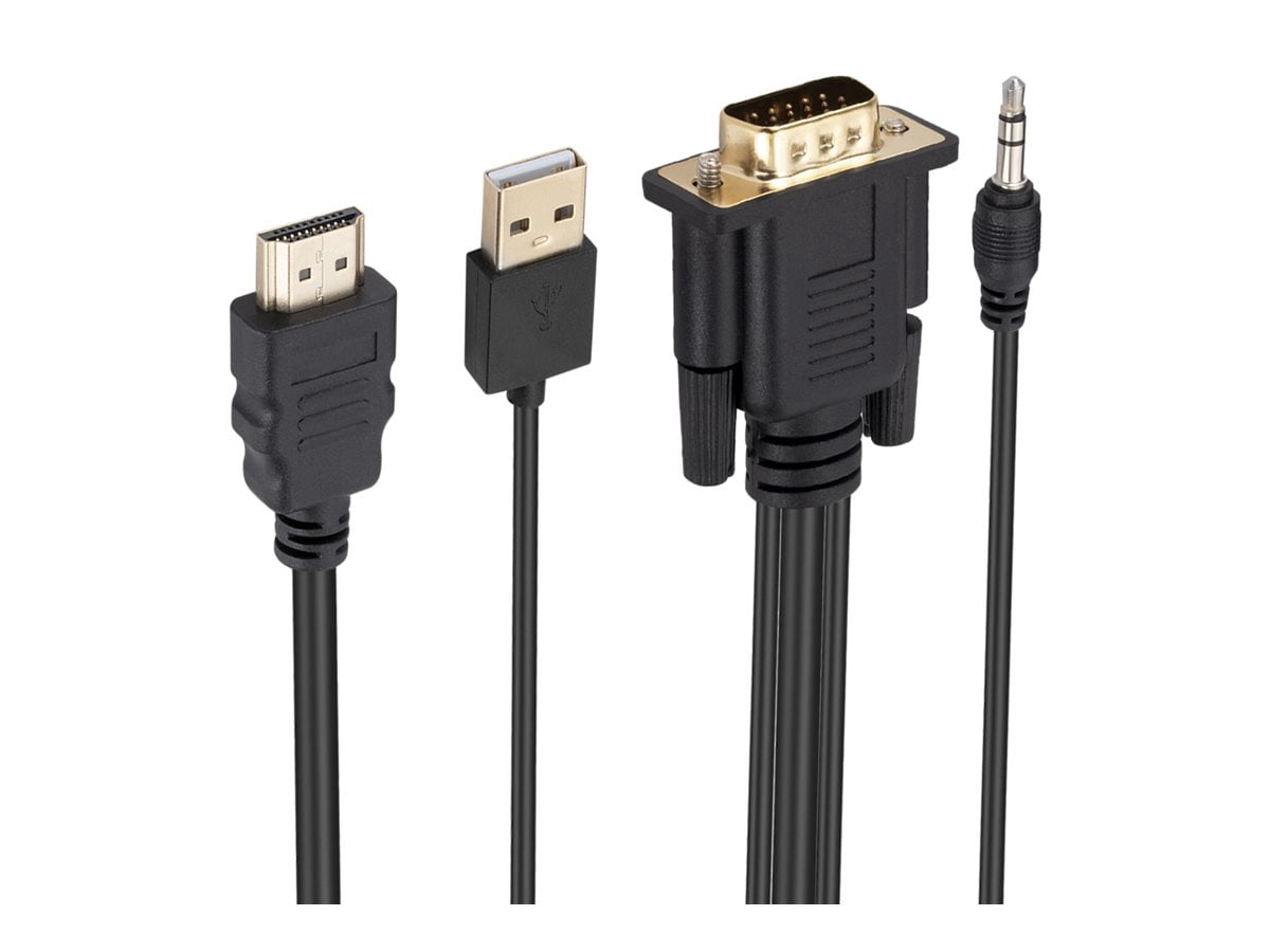 4XEM 3FT HDMI to VGA Adapter Cable With 3.5mm Audio Cable, Black