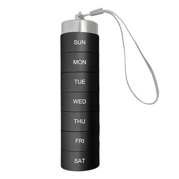 Metal Pill Organizer Weekly, Stackable Waterproof Travel Pill Box, Pill Case Container, 7 Day Daily Medicine Organizer for Vitamin, Fish Oil, Supplement,15.5x4x4cm