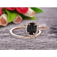 thumbnail image 2 of Oval Cut 2.50 Carat Black Diamond Moissanite Bridal Ring Set Engagement Ring On 10k Rose Gold Stacking Matching Diamond Wedding Band, 2 of 5