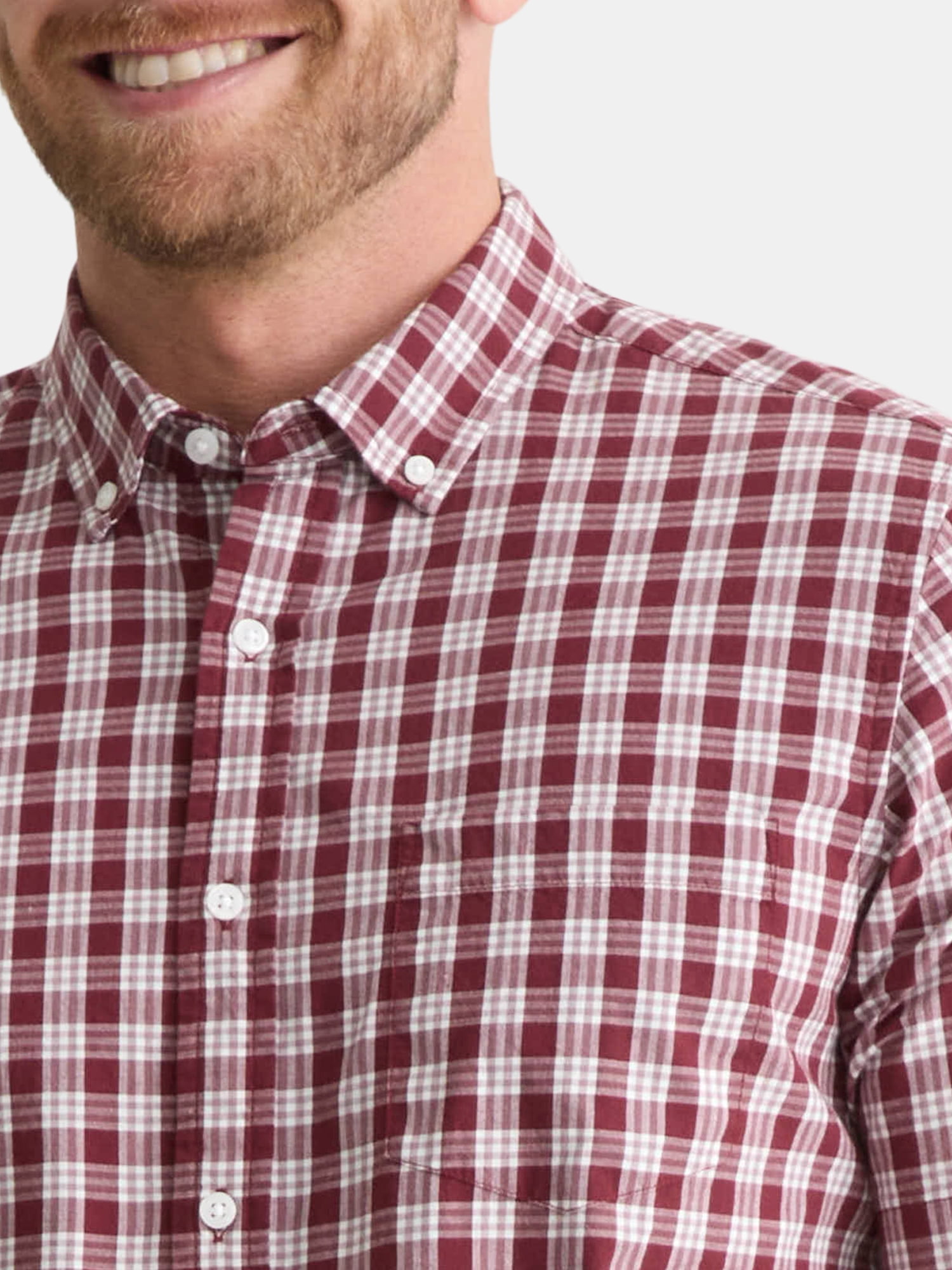 George Men's & Big Men's Classic Fit Short Sleeve Button-Up Poplin Shirt, Sizes S-3XL
