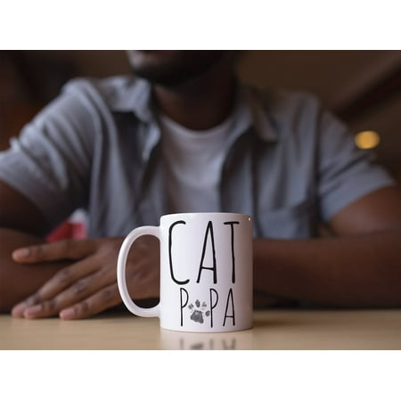 

CAT DAD MUG Cat Paw Mug White Ceramic Cat Papa Printed Coffee Mug Pet Memorial Gifts Dishwasher Safe Mug Cat Owner Gift 11 Oz