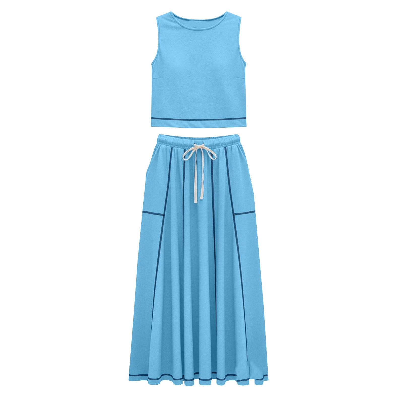 Sentmoon Lounge Sets for Women Sundresses for Women Wedding Guest Sleeveless Beach Dresses Spring Solid Color Regular Fit Long Summer Dress Fashion for Summer and Hot Weather XXL