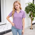 thumbnail image 6 of longantii Girls Polo Shirts Short Sleeve V Neck School Uniform Casual Collared Lapel Solid Color T-Shirts Purple 8-9 Years, 6 of 6