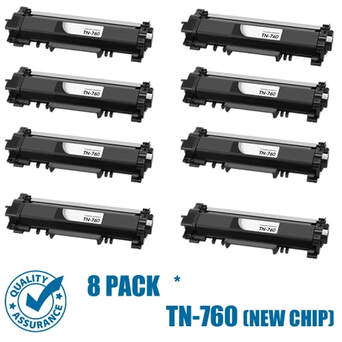 Printer Pro™ 8 Pack Brother TN760/TN-760/TN730 (avec Puce) Toner Noir Cartouche-Brotherprinter L2710/L2730/L2390/L2370