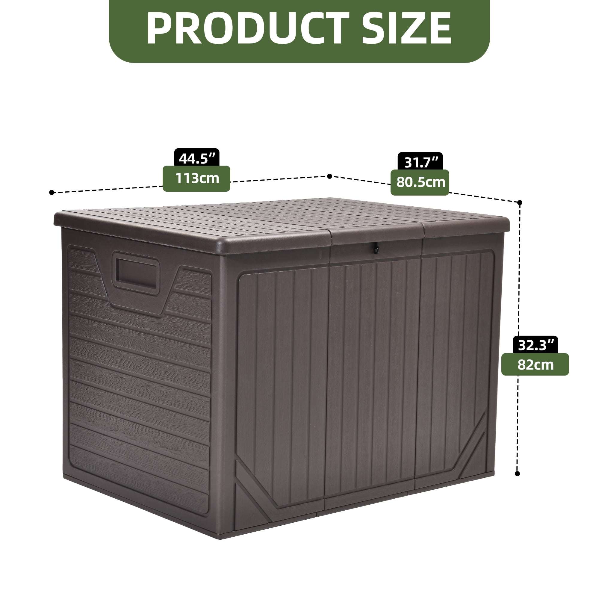 Uforic 230 Gallon Extra Large Resin Deck Box, Lockable Waterproof Outdoor Storage Bin, Weatherproof Patio Container for Patio Cushions, Garden Tools and Pool Supplies, Brown