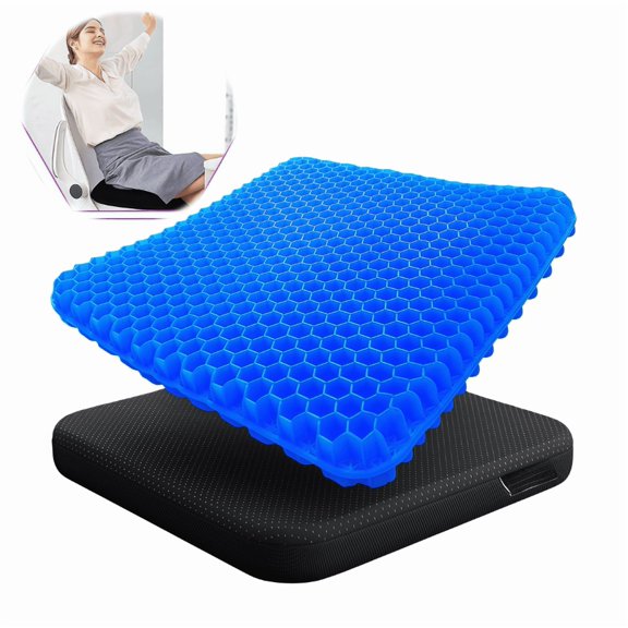 2026 New Gel Seat Cushion - Non-Slip Egg Seat Cushion Chair Pads - Office Chair Car Seat Cushion for Sciatica & Back Pain Relief - Cushion for Home, Wheelchair, Computer, Desk Chair, Truck(Blue)