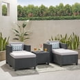 thumbnail image 2 of Bentlee Outdoor 2 Seater Wicker Print Chat Set with Ottomans, Dark Gray, Gray, 2 of 10