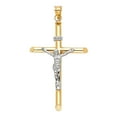 thumbnail image 2 of 14K Two Tone Gold Crucifix Charm Pendant with 1.4mm Round Wheat Chain Necklace - 20", 2 of 4