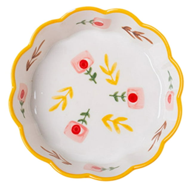 Ceramic Salad Bowl Dessert Bowl Adorable Pattern Wave Bowl Breakfast Bowl
