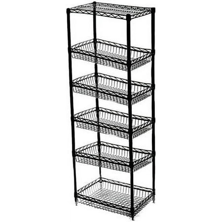 

18 Deep x 36 Wide x 54 High 6 Tier Stationary Black Basket Unit