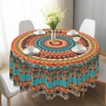 thumbnail image 3 of Boho Round Tablecloths 70 Inch, Wrinkle and Stain Resistant Table Cover Bohemian Round Table Cloth, Polyester Table Cloth Decor for Kitchen Table, 3 of 6
