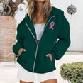thumbnail image 2 of ZSQDM Women's Hoodies Sweatshirts Streetwear Zip Up Hoodie Breast Cancer Awareness Hoodies for Women Ribbon Graphic Full Zip Up Sweatshirt Oversized Fleece Jackets Clothes Polyester (M), 2 of 7