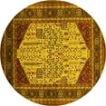 thumbnail image 1 of Ahgly Company Indoor Round Oriental Yellow Industrial Area Rugs, 3' Round, 1 of 4