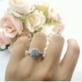 thumbnail image 3 of Filigree Oval Bridal Ring Rose Tone CZ 925 Sterling Silver Size 6, 3 of 6