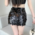 thumbnail image 4 of Fsqjgq Black Sequin Mini Skirts for Women Sparkly Sequins Skirt Versatile High Waisted Bodycon Wrap Party Pencil Skirt, 4 of 7