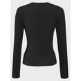 thumbnail image 3 of Women's Long Sleeve T-shirts Crew Neck Slim Fit Layered Crop Tops Soft Basic Tee, 3 of 5