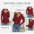 thumbnail image 6 of Zeagoo Long Sleeve Shirt for Woman V-Neck T Shirt Solid Casual Basic Tops Fall Tees Summer Clothing, 6 of 6