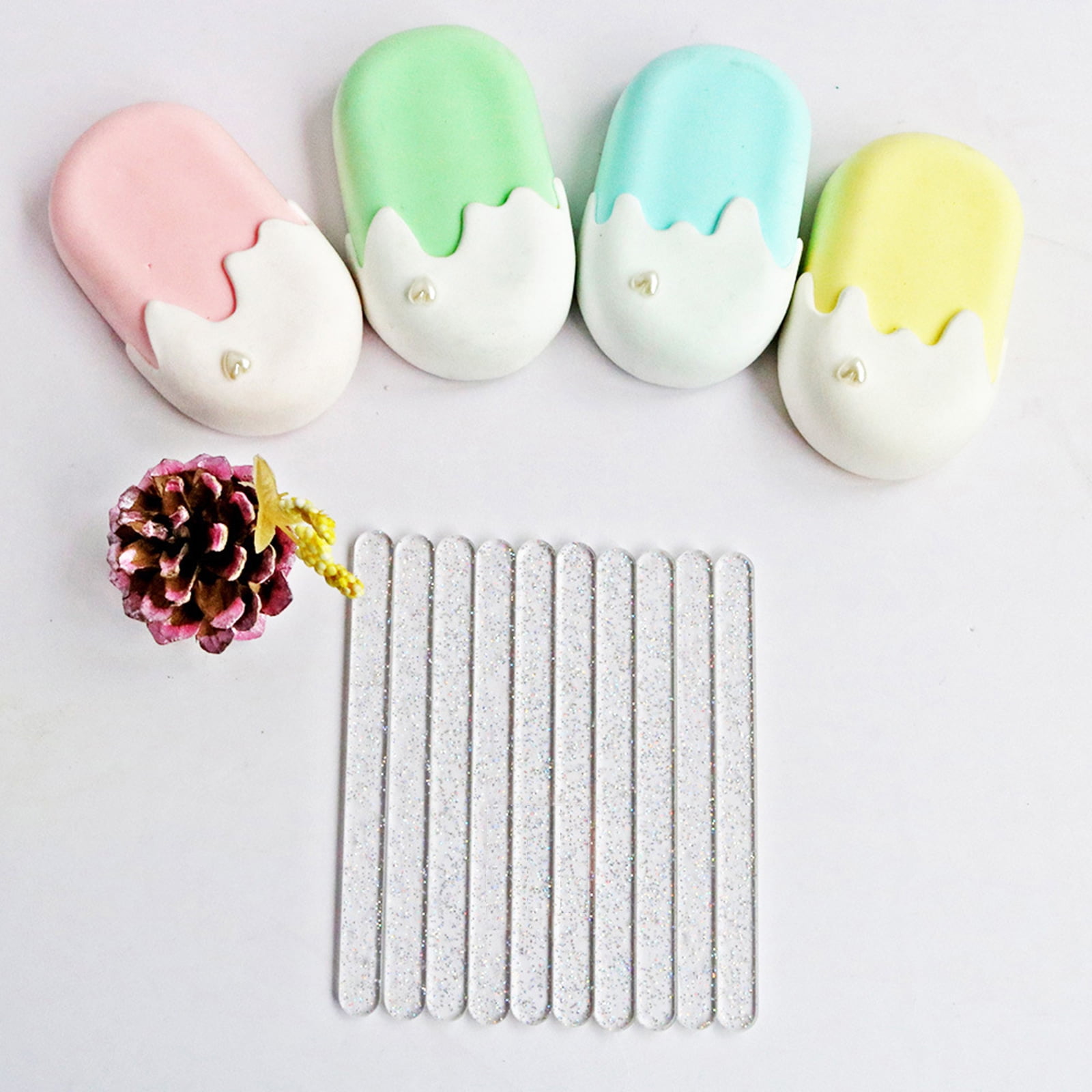 Set of 50 Acrylic Ice Cream Sticks Popsicles Stick Multicolor Ice Cream Tools Making Kitchen Accessories