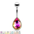 thumbnail image 1 of Belly Button Ring with AB Effect Tear Drop Glass Stone 14ga Surgical Steel Sold, 1 of 8