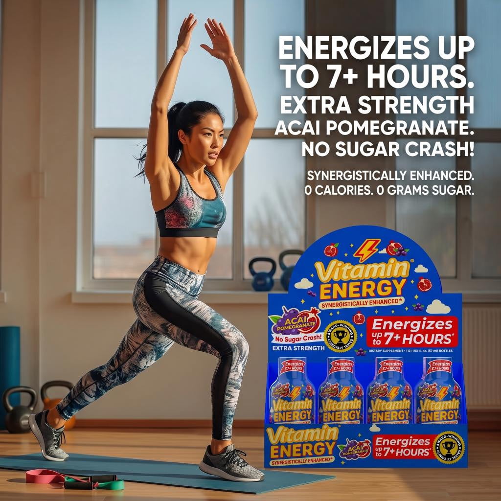 Vitamin Energy Burner+ Extra Strength Shot, Pomegranate Açaí, 24 Pack – 260mg Natural Caffeine, 25mg Ketones & EGCG, Zero Sugar, 1.93 fl oz