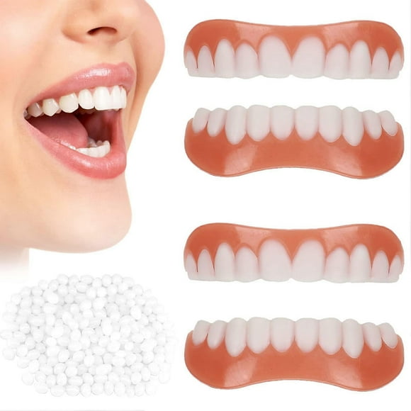 2 Pairs False Teeth Veneers, Veneers Teeth Cosmetic Tooth Cover Fake Teeth Temporary Dentures Artificial Teeth Dentures