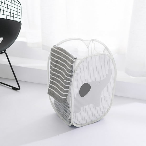 Fiudx Cesta de Ropa Plegable, Gran Capacidad, Asa Portátil, Plegable para Ahorrar Espacio, Multiusos, Organizador Del Hogar, Poliéster Gris, 50 X 30 Cm