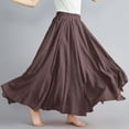 thumbnail image 4 of Women'S Vintage Stretch High Waist A-Line Long Skirts With Pockets Clearance Sale Women Casual Summer Large Solid Elastic Waist Flax A-line Ankle Skirt Brown Free Size, 4 of 6