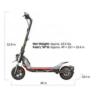 Segway ZT3 Pro Electric Scooter, 24.9 mph Max Speed, 43.5 Miles Max Range, Teens and Adults, Gray and Red