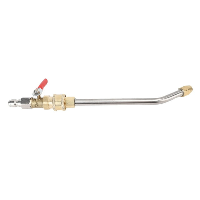 Pressure Washer Gutter Cleaner Attachment, Metal Curved Pressure Washer Extension Wand with Ball Valve, 1/4 Inch Connector, for Cars, Yards