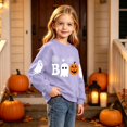 thumbnail image 6 of RUTAYY Girls Crewneck Sweatshirt Halloween Ghost Pumpkin Graphic Long Sleeve Kids Tops Casual Party Wear, Light Purple, 6 of 6