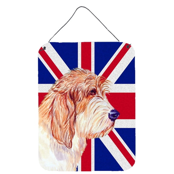 Carolines Treasures Petit Basset Griffon Vendeen Pbgv with English Union Jack British Flag Wall or Door Hanging Prints, 16" x 12"