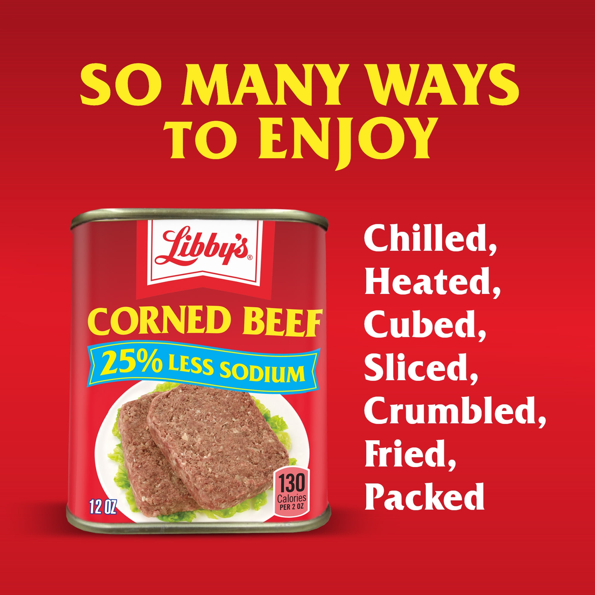 (2 pack) Libby's Corned Beef, 14g Protein Per Serving, Canned Meat, 25% Less Sodium, 12 oz. Can