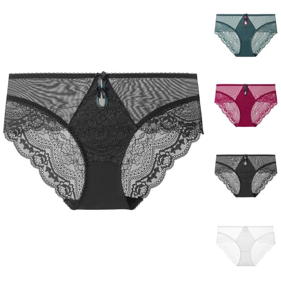Bxsruta Women's Low Waist Hip Lifting French Lace Mesh Underwear for Everyday Comfort