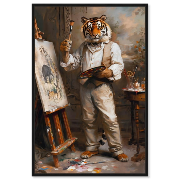 Painterly Tiger Canvas Vintage Portraits by Art Remedy, Black Frame, 10" x 15"