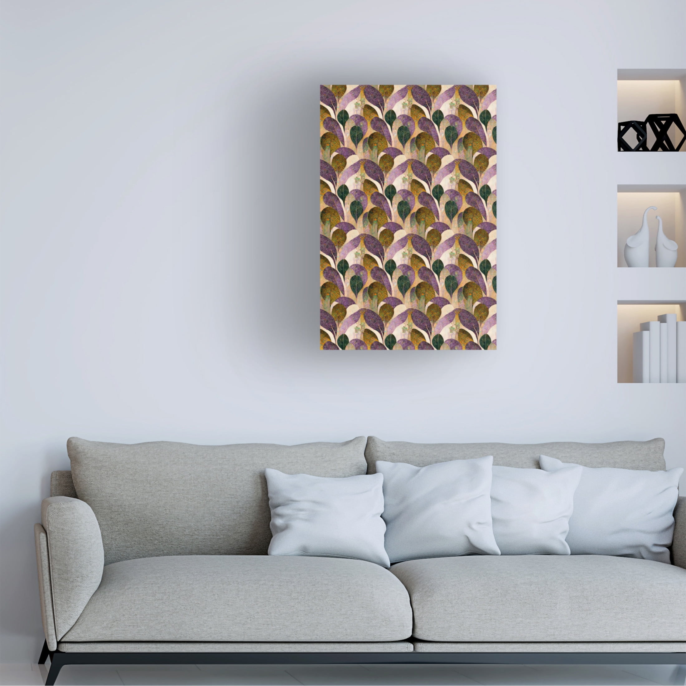Canvas Wall Art - Treechild 'Purple Leafs Pattern' Wall Art for Living Room, Bedroom, or Office D?cor by Trademark Fine Art - 16 x 24 Inches