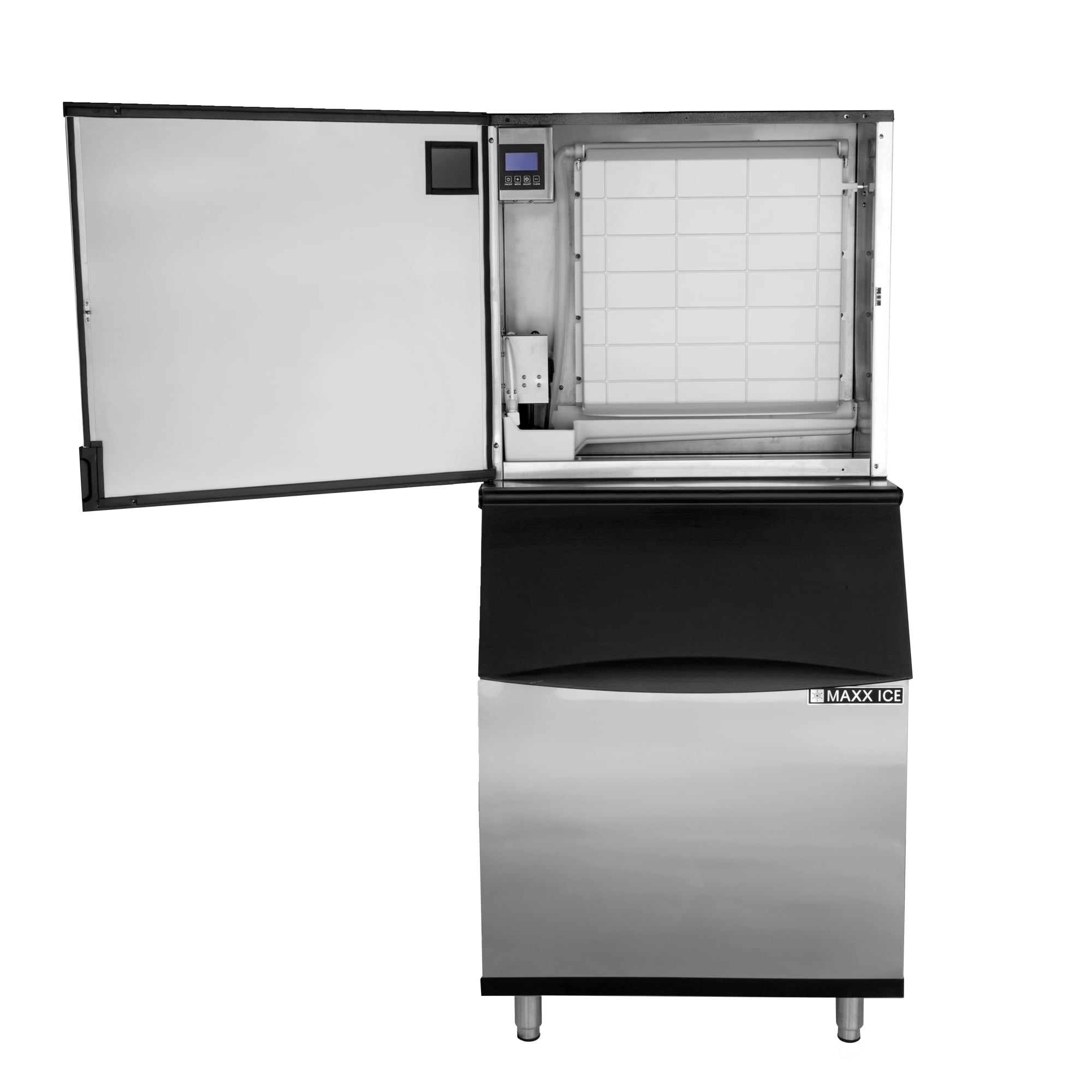 Maxx Ice Intelligent Series Modular Ice Machine, 30"W, 521 lbs, and Storage Bin, 30"W, 470 lbs, in Stainless Steel (MIM500N-B470)