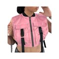 thumbnail image 1 of Sunloudy - Chaleco informal sin mangas para mujer, a la moda, con hebilla de color sólido, bolsillo, ombligo expuesto Sunloudy S M L XL, 1 of 6