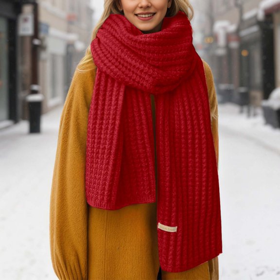 Winter Woolen Knit Scarf for Everyday Use with Solid Color Design and Cozy Warmth for Daily Wear, RD1