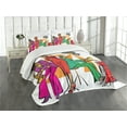 thumbnail image 3 of Ambesonne Colorful Quilted Bedspread Set 3 Pcs, Jazz Band on Stage, King Size, Multicolor, 3 of 5