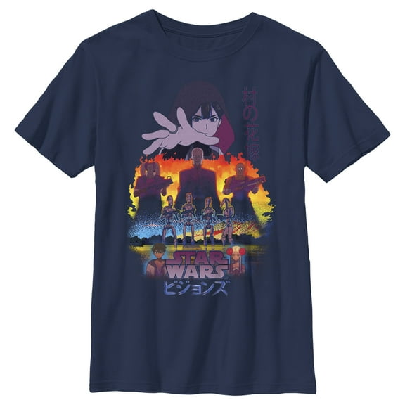 Boy's Star Wars: Visions The Village Bride Graphic Tee Navy Blue Medium
