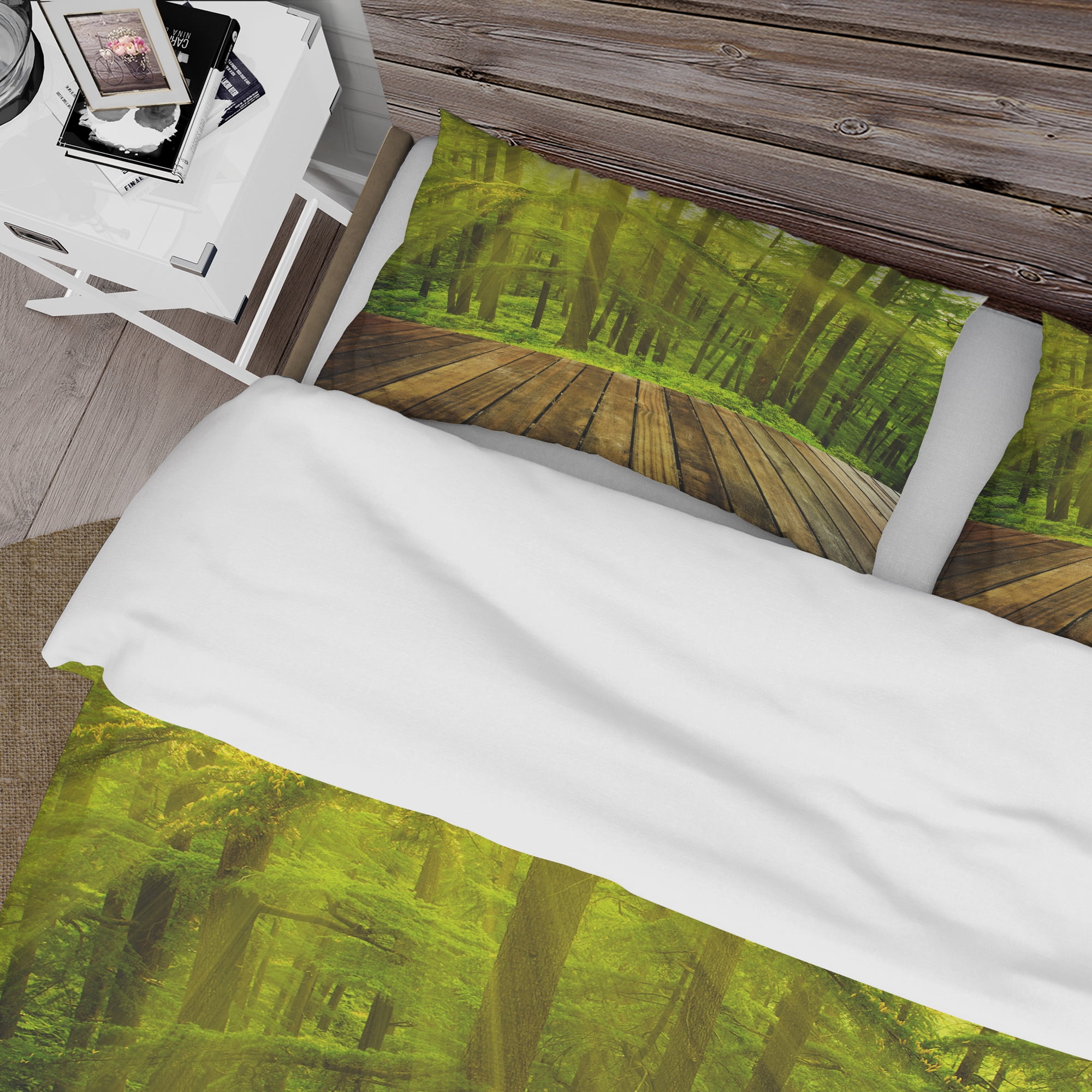 Designart 'Golden Sunlight in Pine Forest' Cabin & Lodge Duvet Cover Set