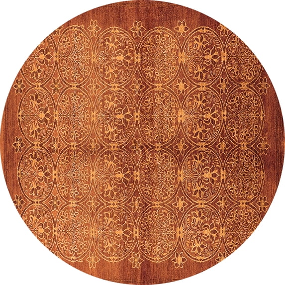 Ahgly Company Indoor Round Oriental Orange Industrial Area Rugs, 4' Round