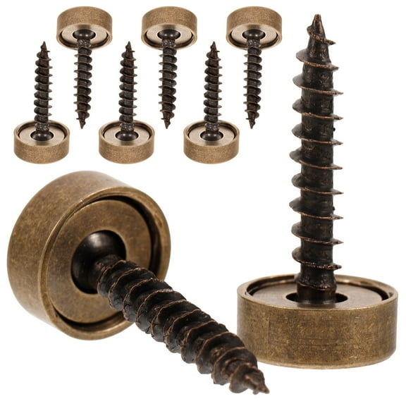 QIFULL 8pcs Multi Brass Decorative Mirror Screws with Caps for Elegant Home Decor Installation